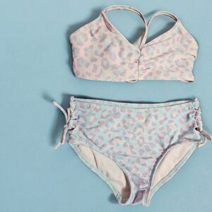 Girls Pastel Cheetah Print Bikini